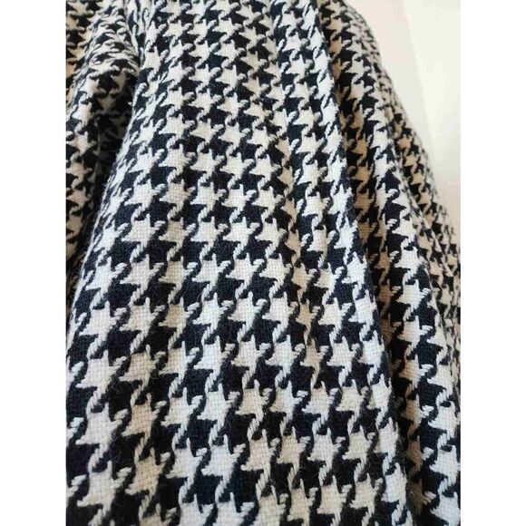 Houndstooth Vintage WOOL Lined Swing Coat Pockets Velvet Cuffs and Collar 80s do - Picture 9 of 11